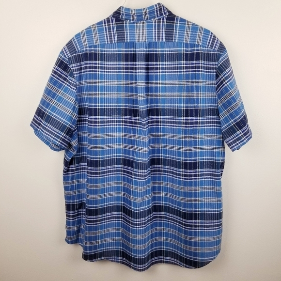 Ralph Lauren Blue Plaid Short Sleeve Button Front Shirt, size XXL - Picture 2 of 9